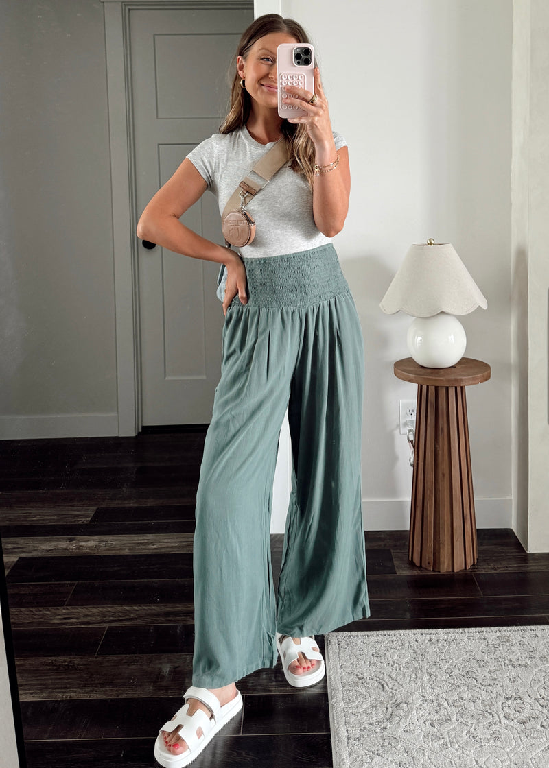 Market Days Linen Pants-Sage