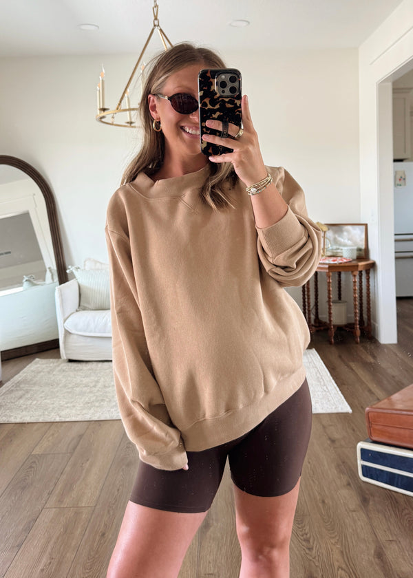 Hattie Mockneck Sweatshirt-Caramel