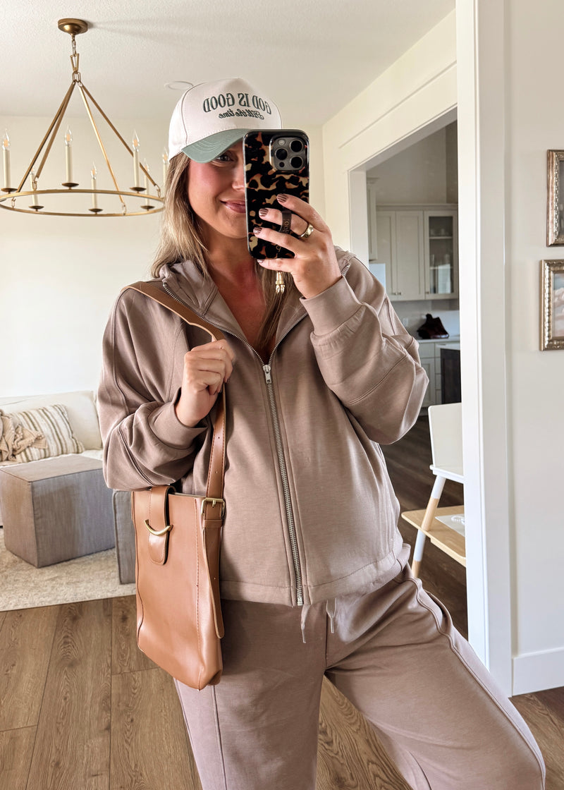 Comfort Season Zip Jacket- Cocoa