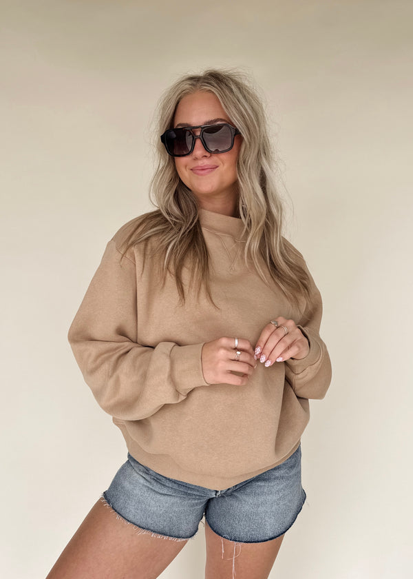 Hattie Mockneck Sweatshirt-Caramel