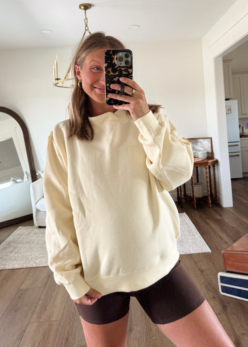 Hattie Mockneck Sweatshirt-Butter Yellow