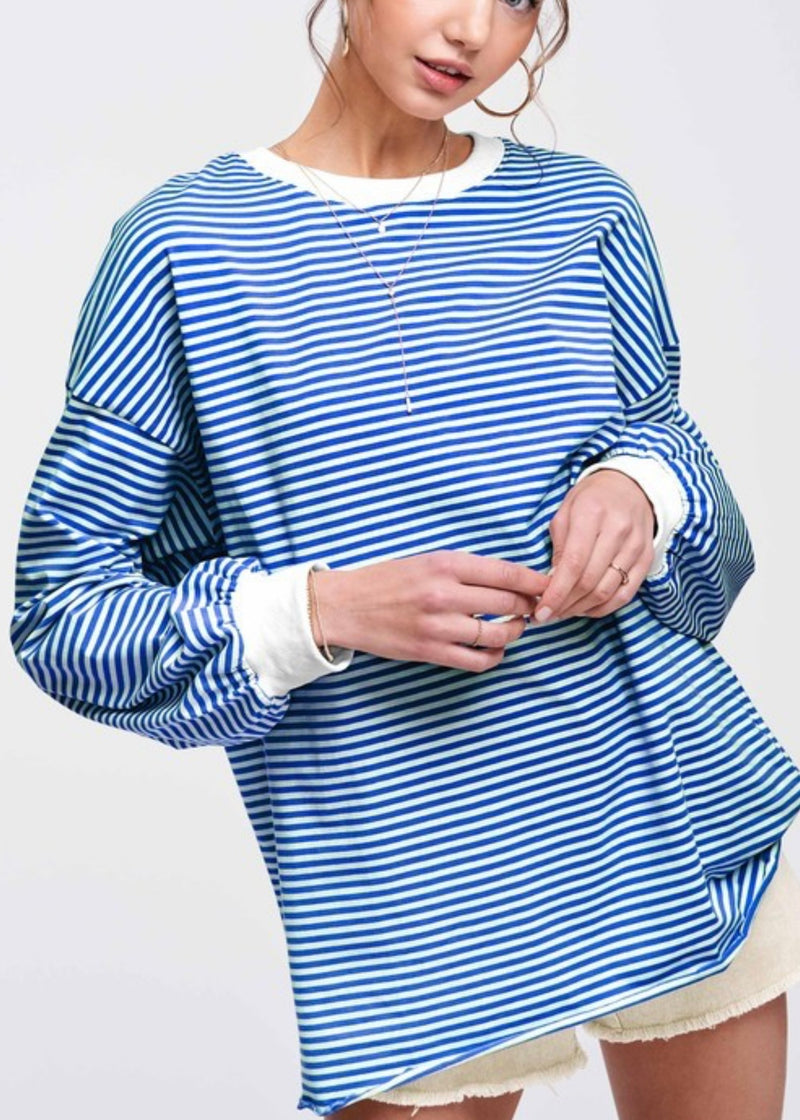 Trend Stripe Pullover-Blue