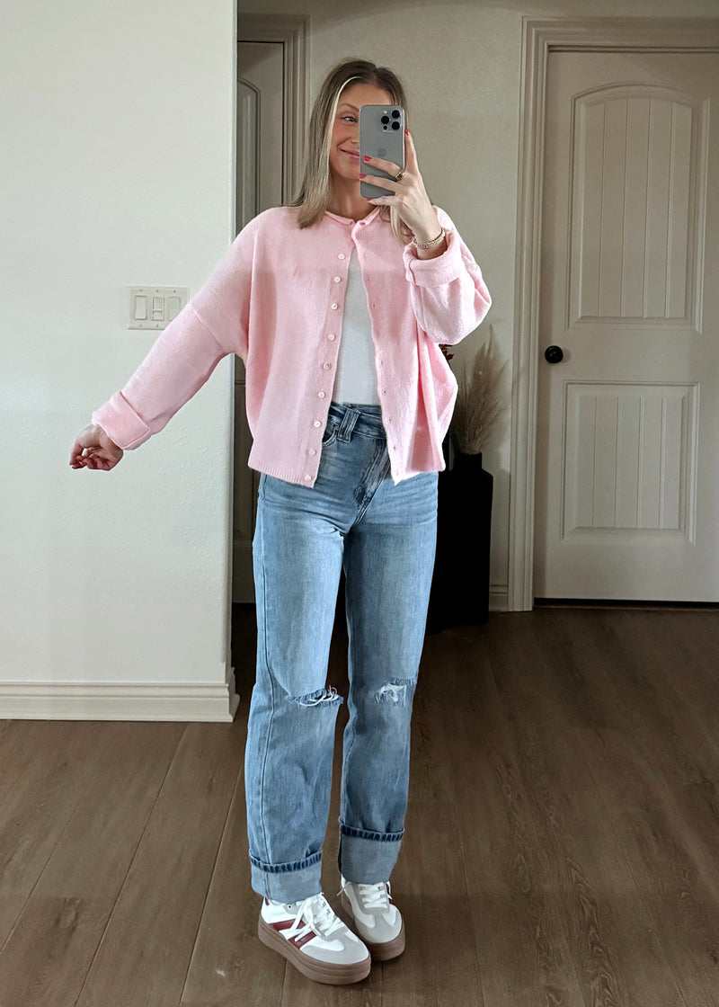 Grace Cardi Top- Candy Pink