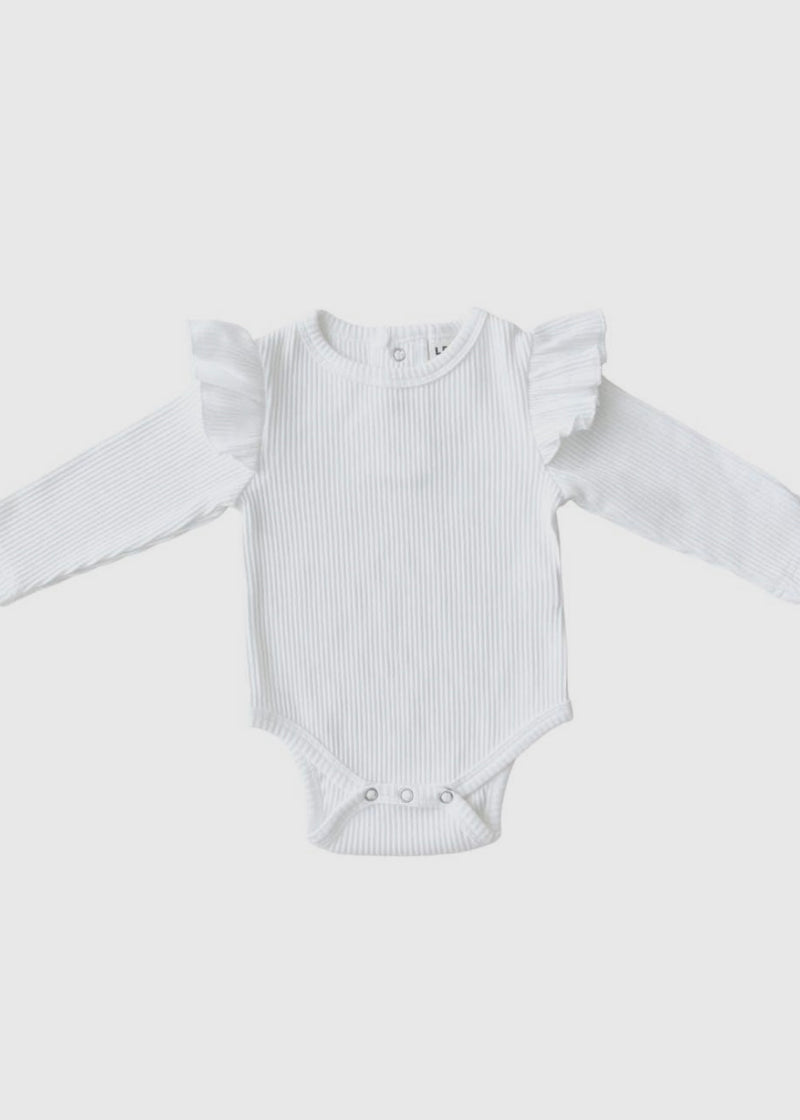 Ribbed Flutter Sleeve Bodysuit