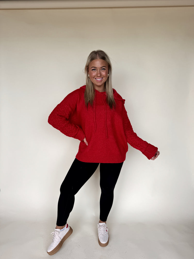 Fireside Sweater Hoodie-Red