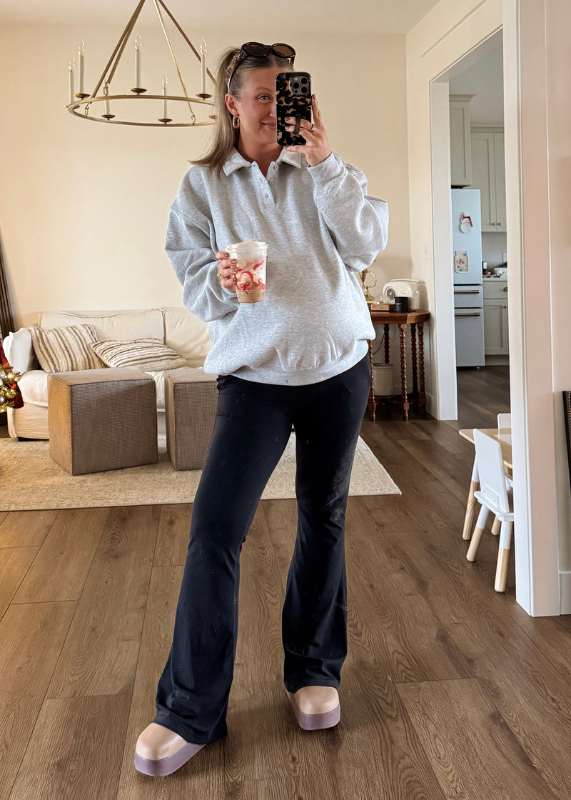 Lauren Henley Button Pullover-Grey