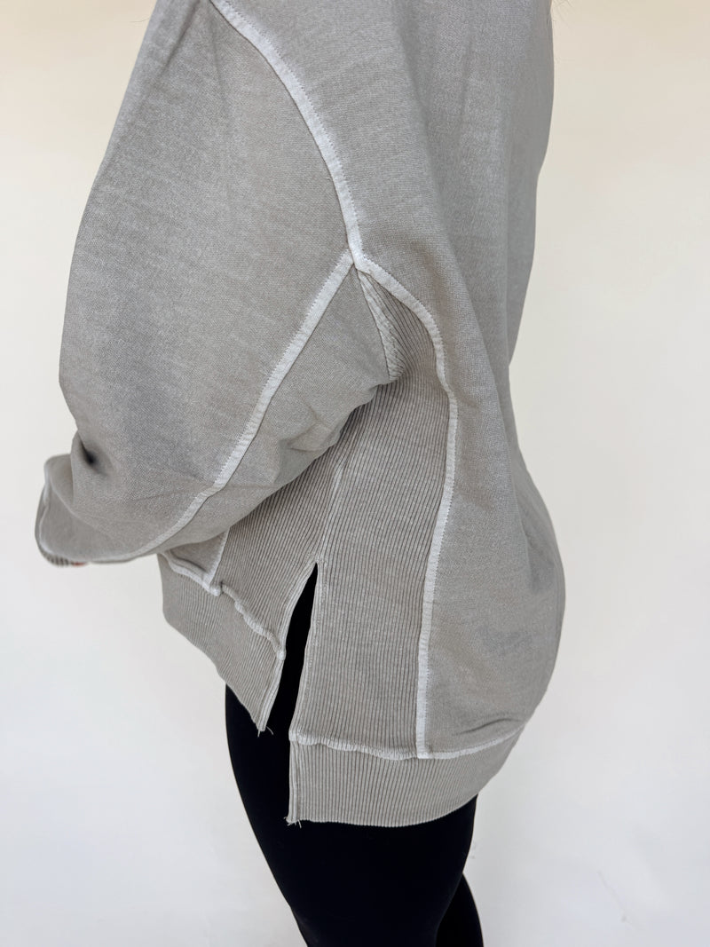 Vintage Wash Pullover-Ash Olive/Mocha