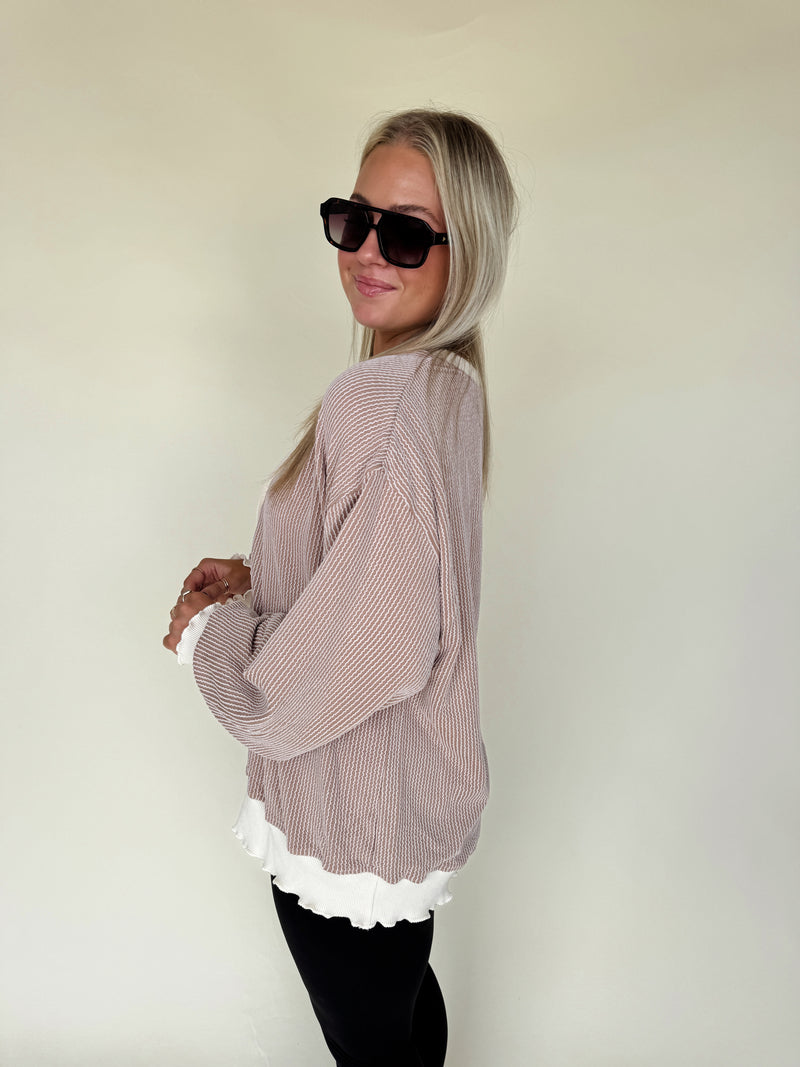 Reese Ribbed Henley Pullover