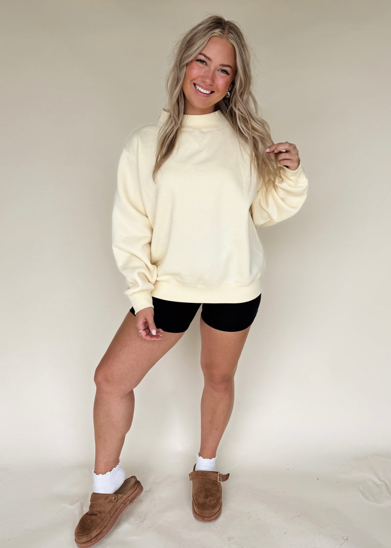 Hattie Mockneck Sweatshirt-Butter Yellow