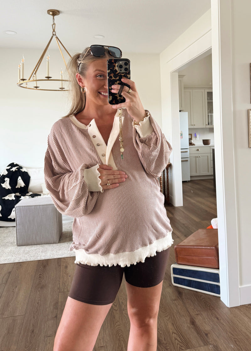 Reese Ribbed Henley Pullover