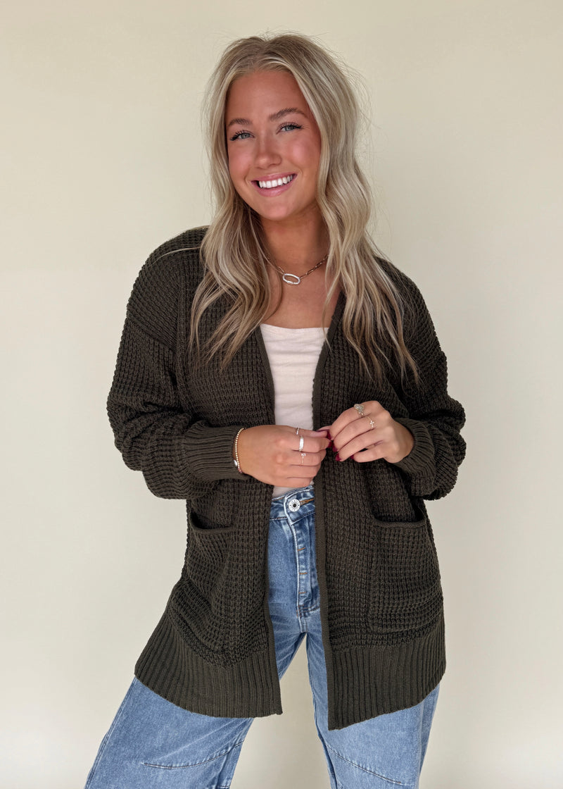 Joie Waffle Cardi-Olive