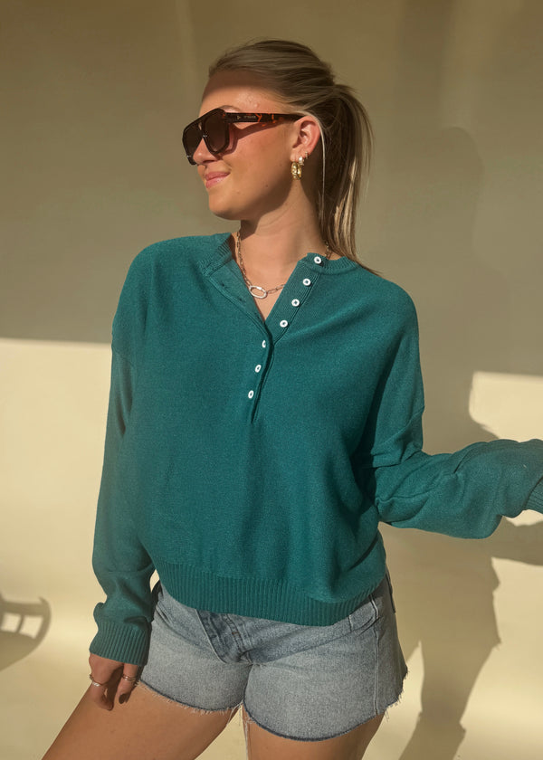 Fresh Fall Morning Henley Sweater