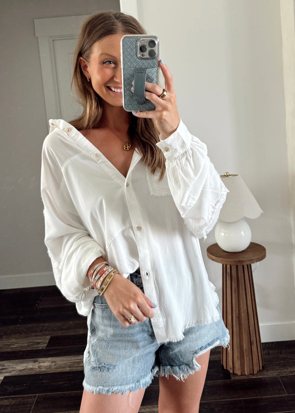 Sunny Button Blouse-White