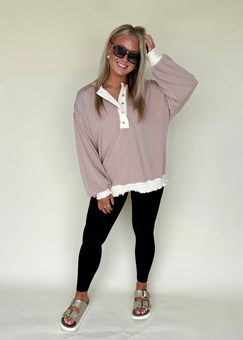 Reese Ribbed Henley Pullover