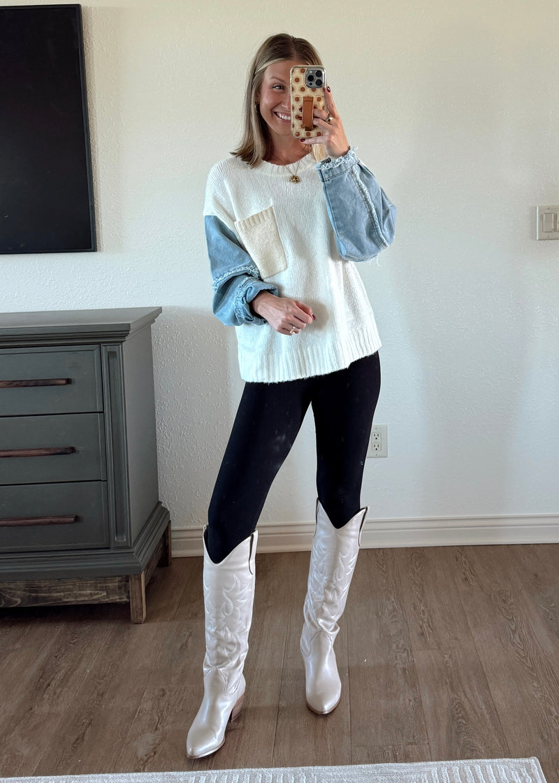 Briar Denim Sleeve Sweater