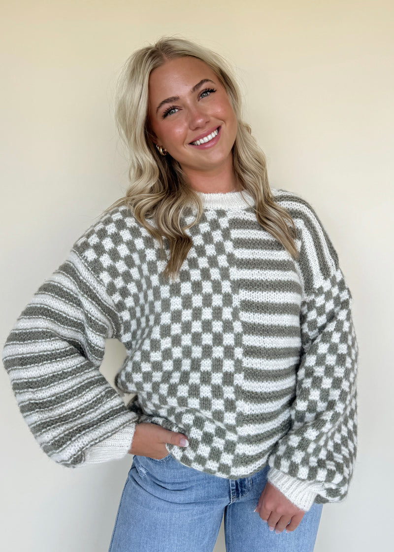 Olivia Check Stripe Sweater