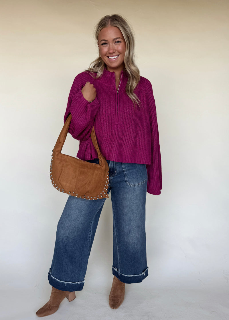 Wine Zip Sweater