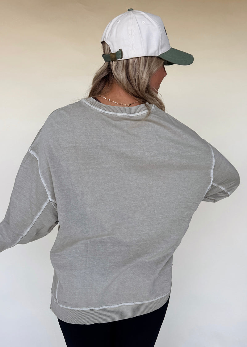 Vintage Wash Pullover-Ash Olive/Mocha