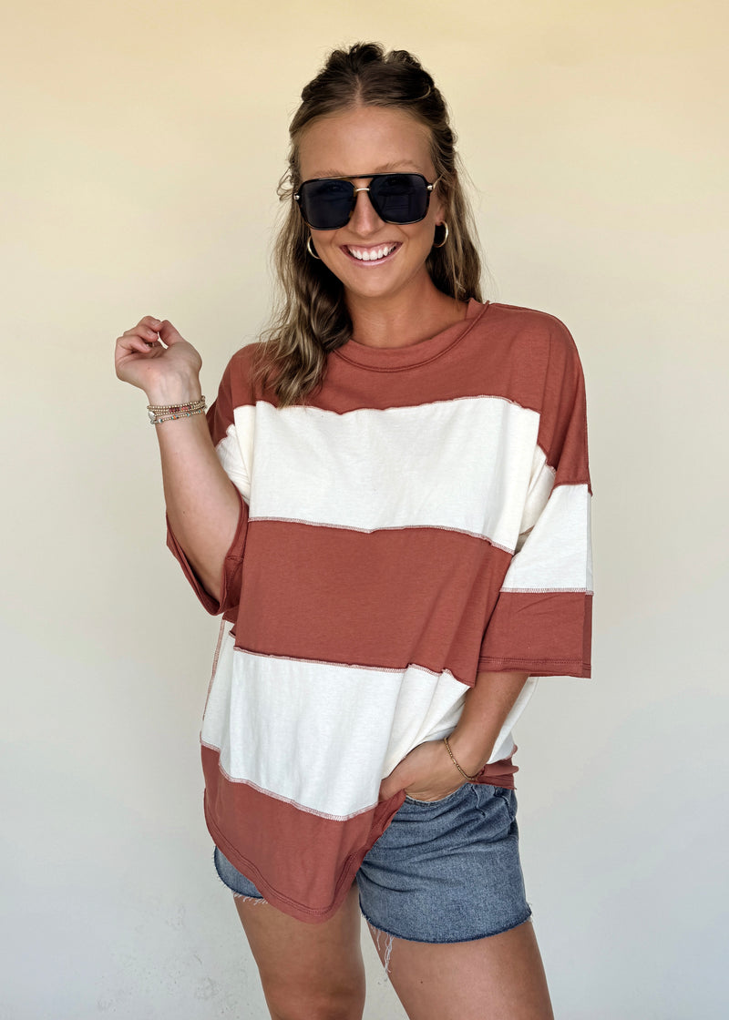 Jovi Colorblock Tee- Rust