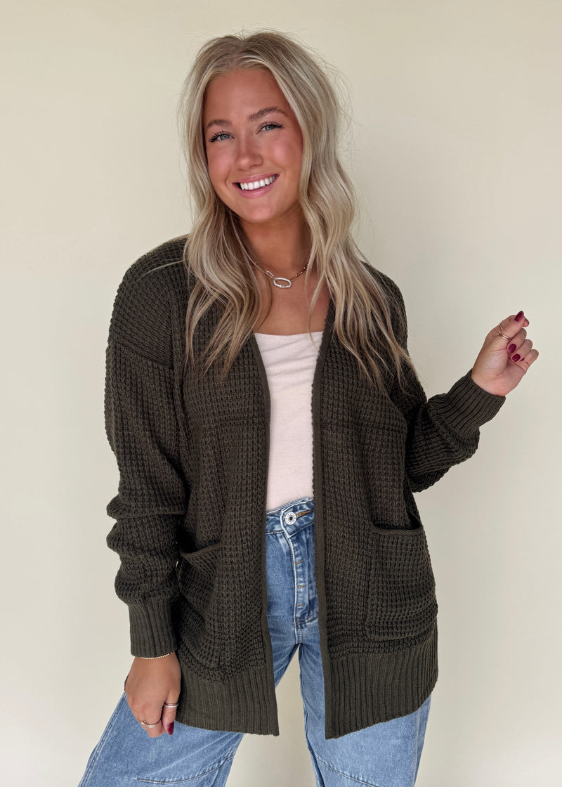 Joie Waffle Cardi-Olive