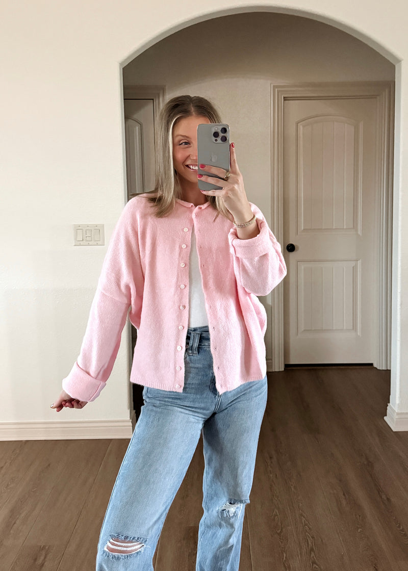 Grace Cardi Top- Candy Pink