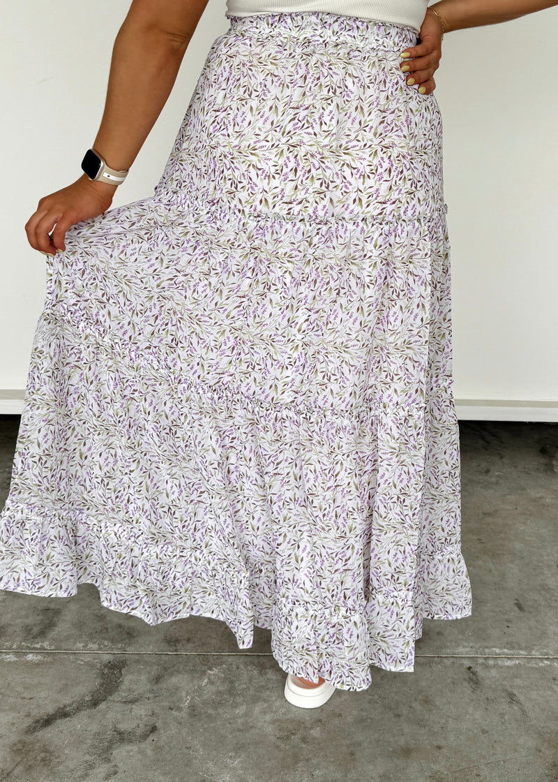 Della Dainty Floral Skirt-Purple