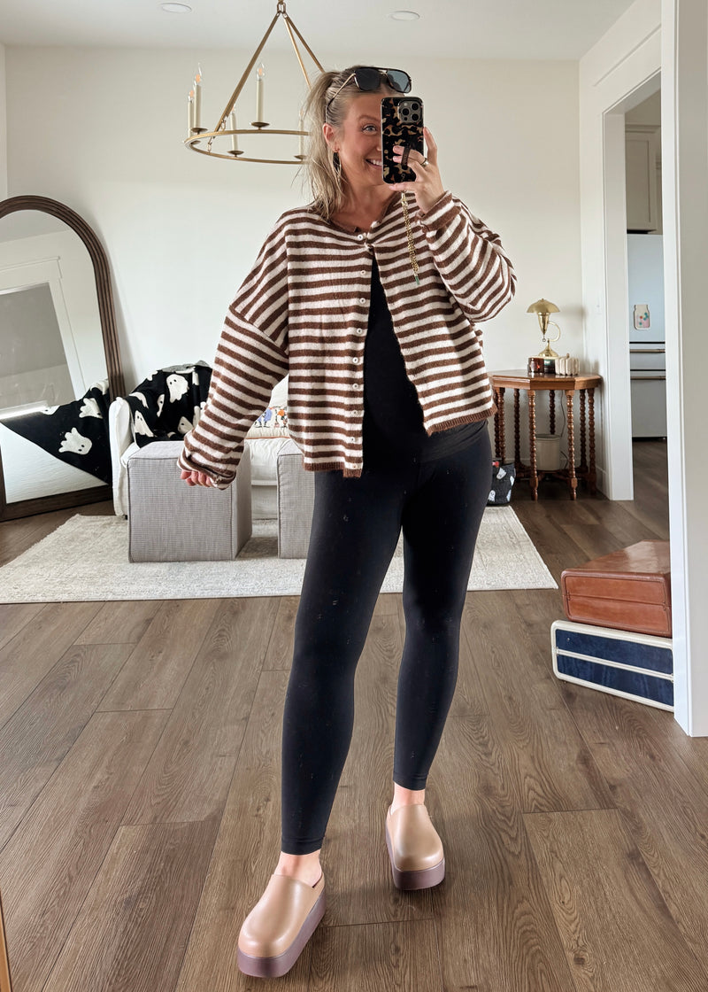 Sloane Striped Cardi- Espresso