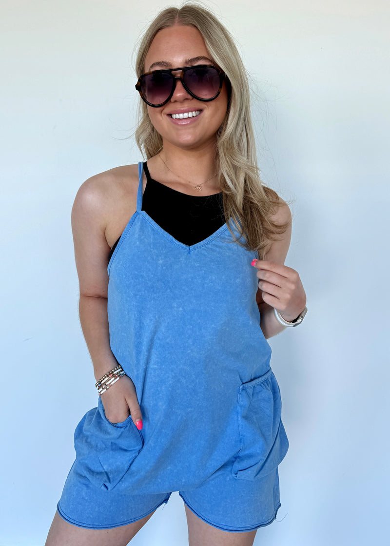 Ready to Go Romper- Blue