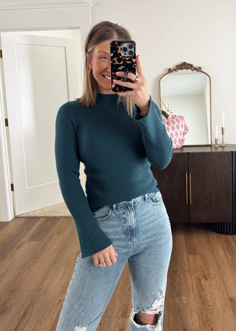 Teal Sweater Knit Top