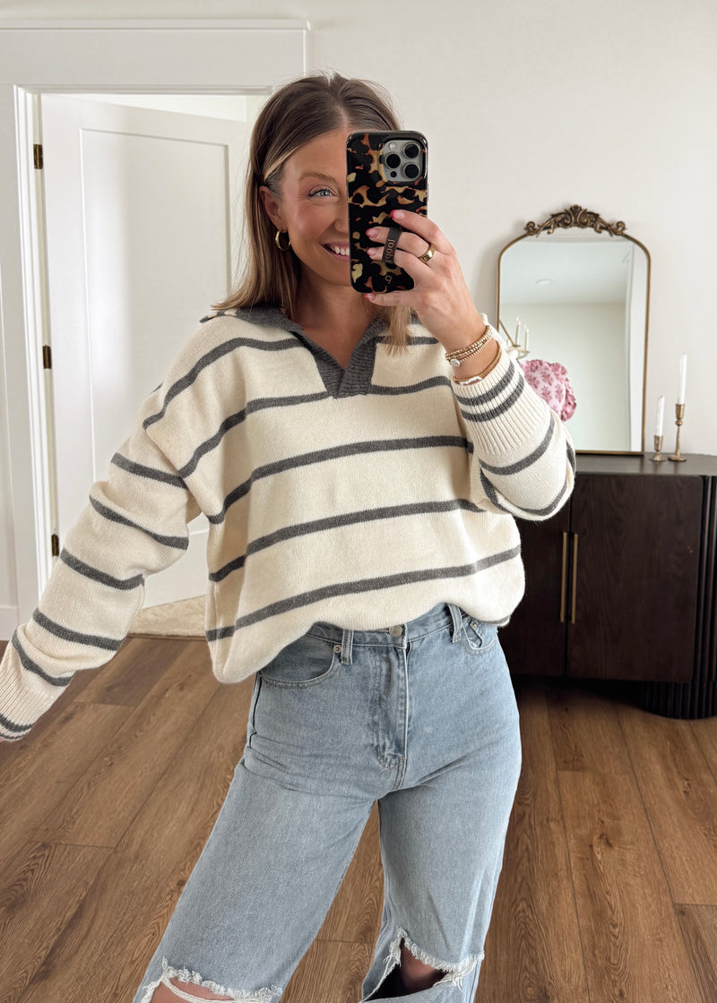 Winter Stripe Sweater-Grey