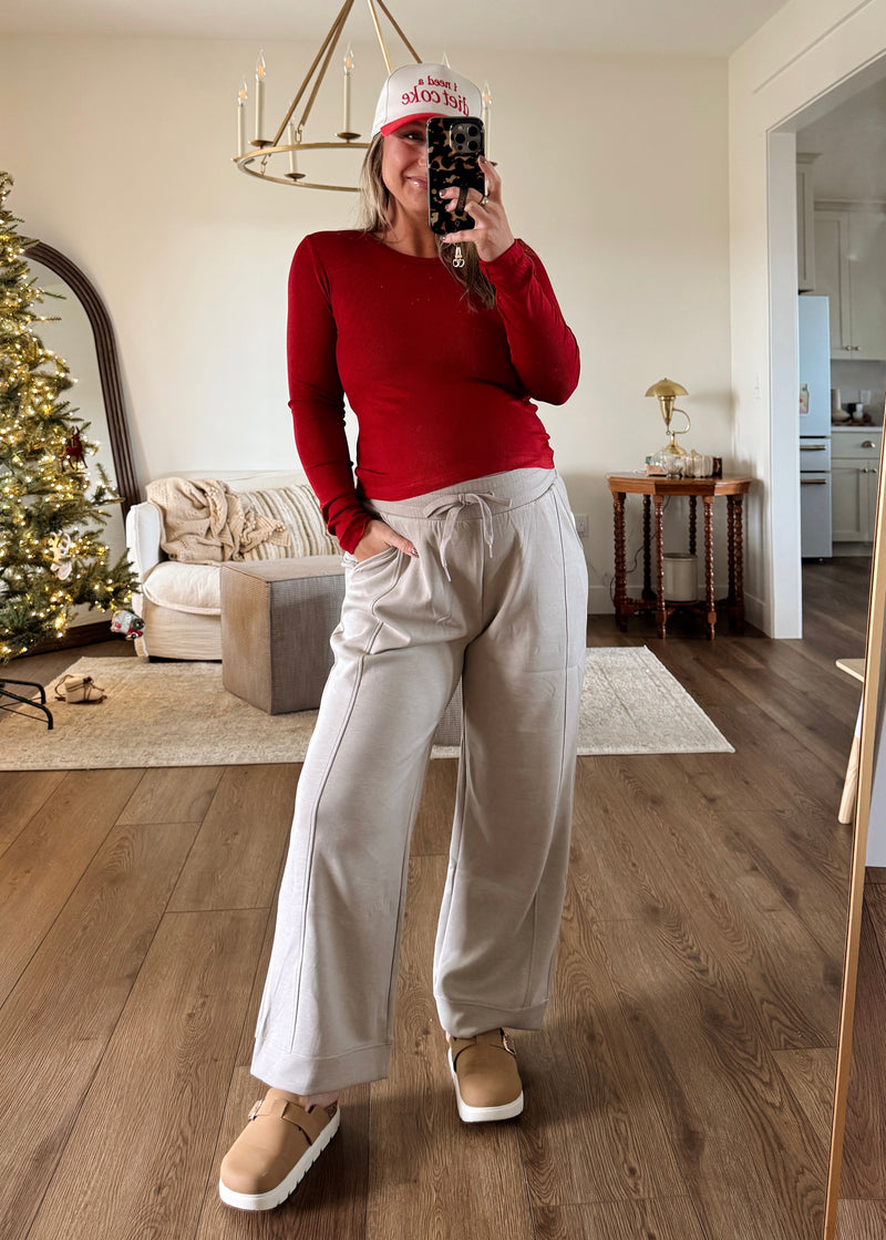 Comfort Season Pants- Light Mocha