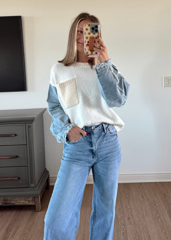 Briar Denim Sleeve Sweater