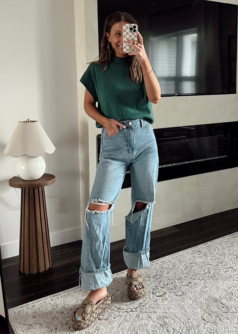 True Gem Sweater Top-Hunter Green