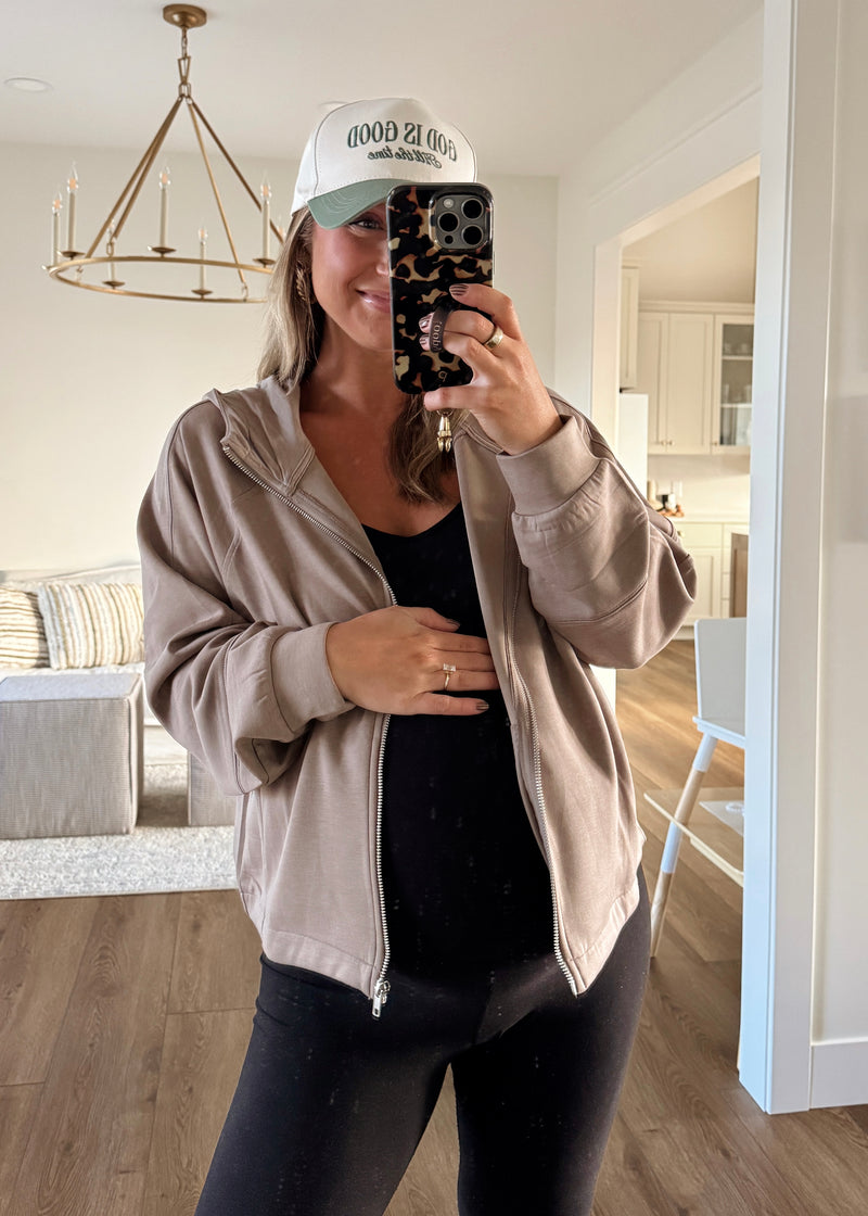 Comfort Season Zip Jacket- Cocoa