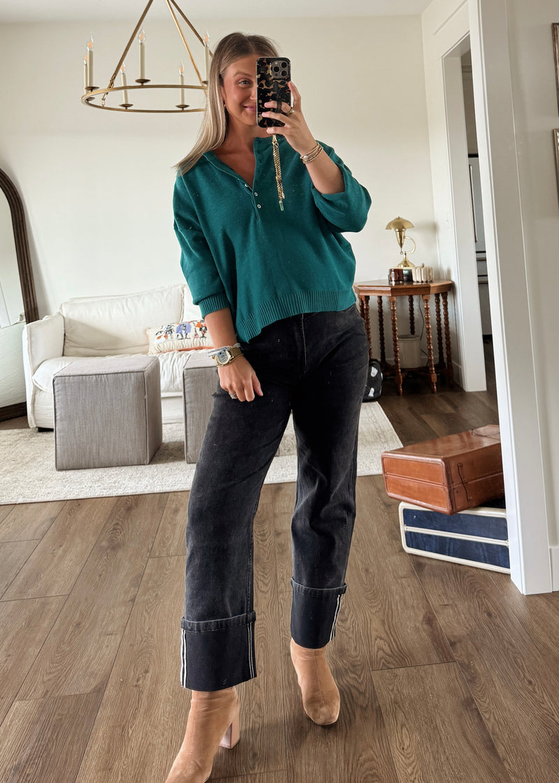 Fresh Fall Morning Henley Sweater