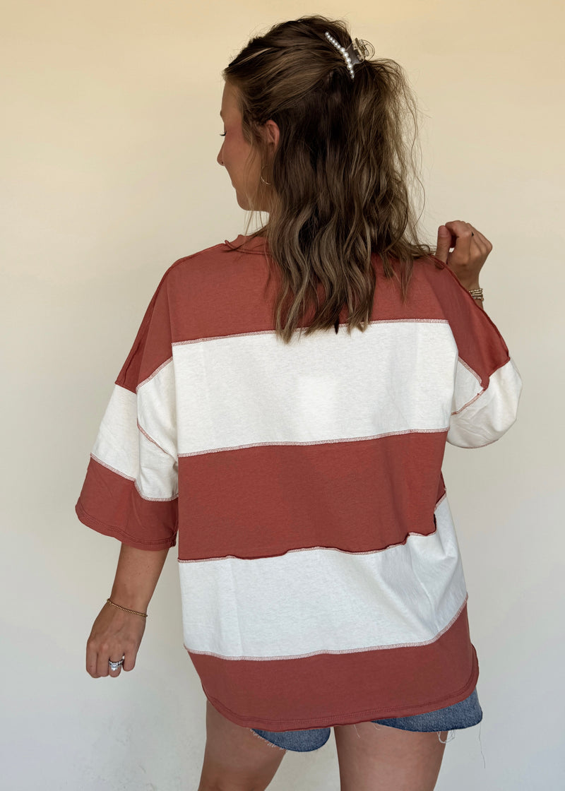 Jovi Colorblock Tee- Rust