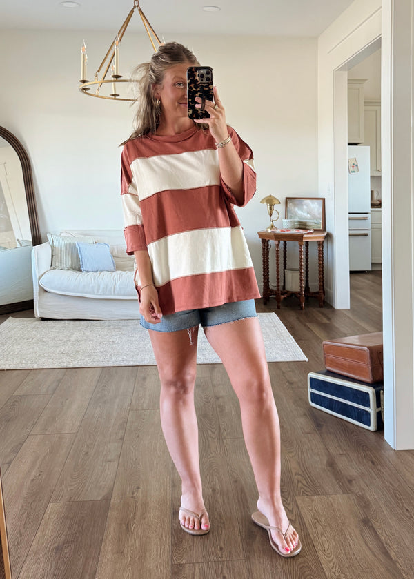 Jovi Colorblock Tee- Rust