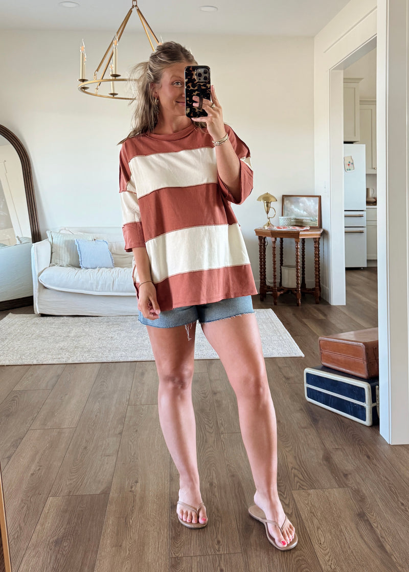 Jovi Colorblock Tee- Rust