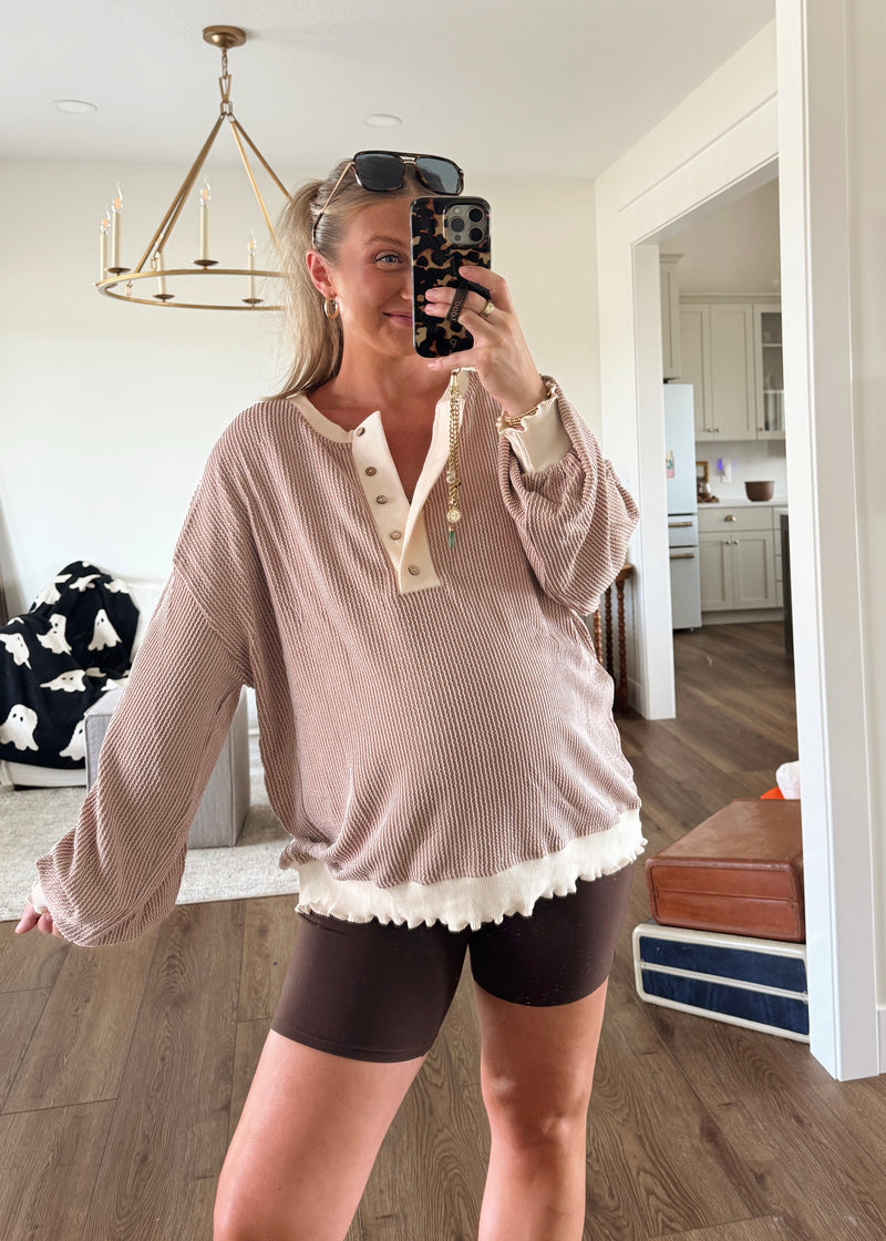 Reese Ribbed Henley Pullover