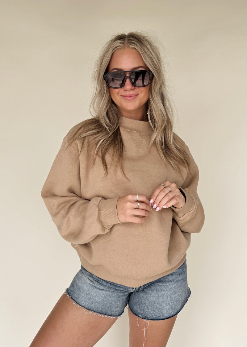 Hattie Mockneck Sweatshirt-Caramel