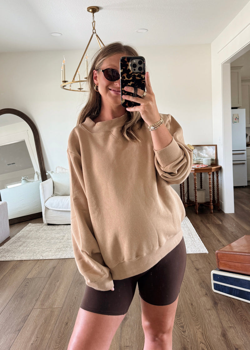 Hattie Mockneck Sweatshirt-Caramel