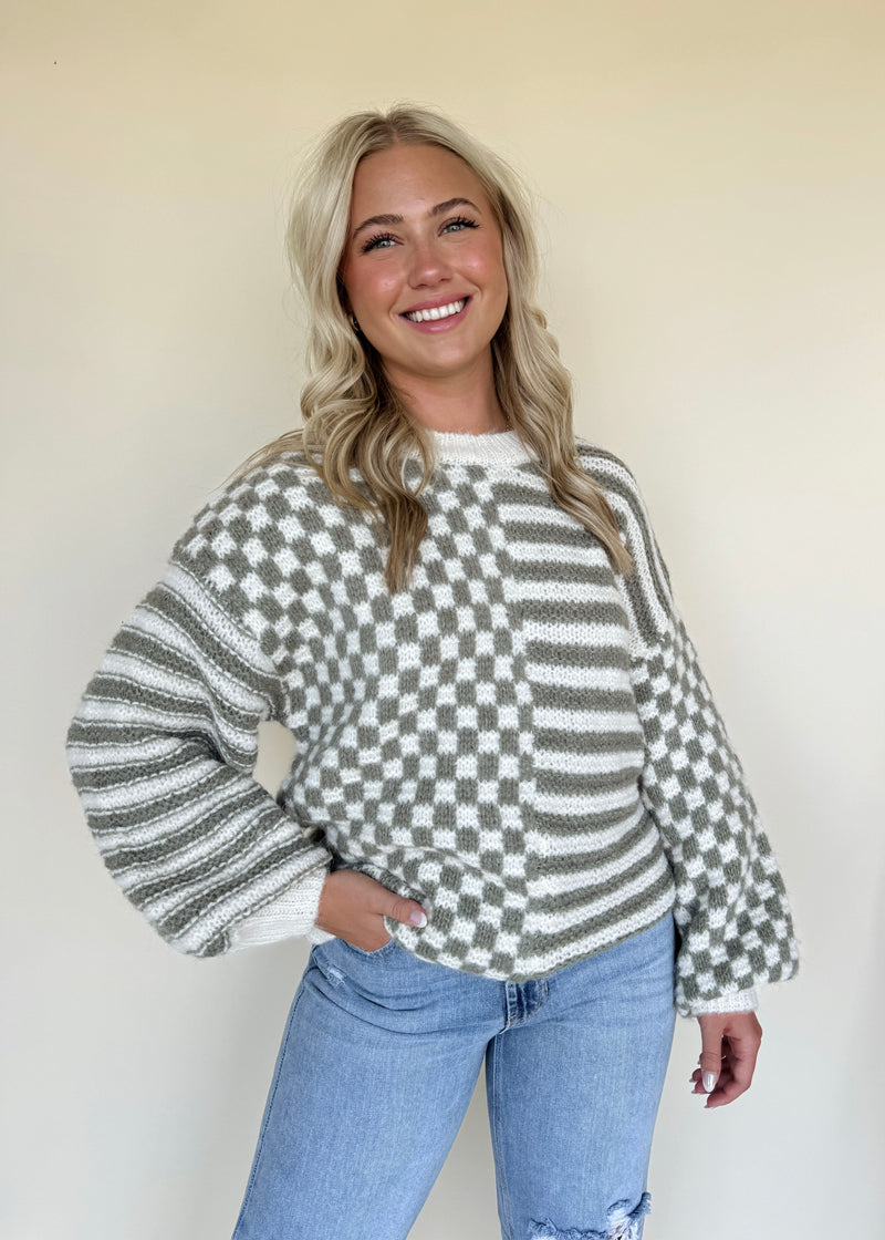 Olivia Check Stripe Sweater