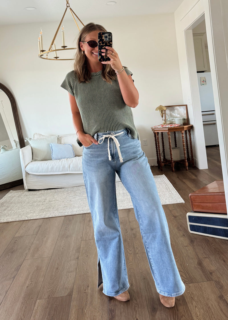 Olive Knit Sweater Top