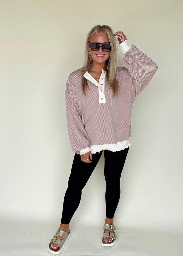 Reese Ribbed Henley Pullover