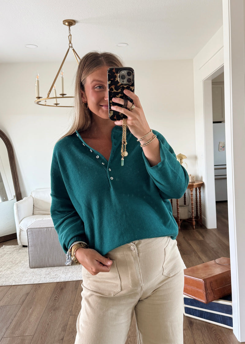 Fresh Fall Morning Henley Sweater
