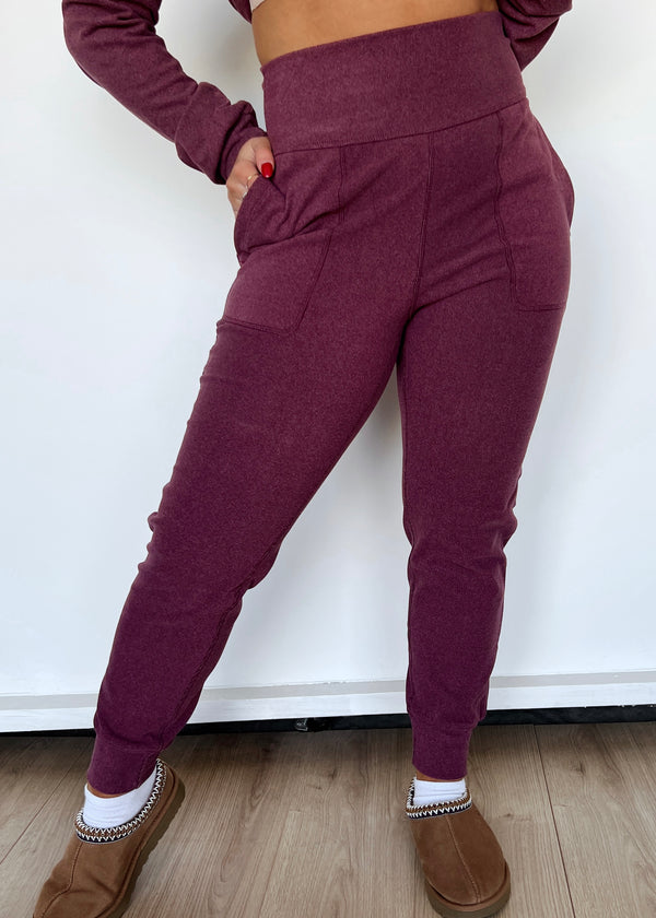 Fresh Start Athleisure Joggers- Berry