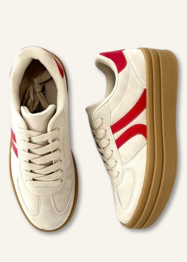 Addi Sneakers- Cream & Red