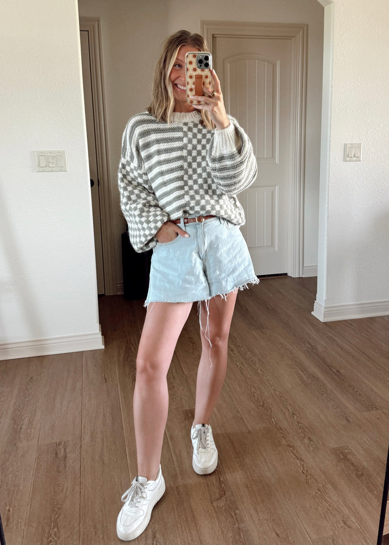 Olivia Check Stripe Sweater