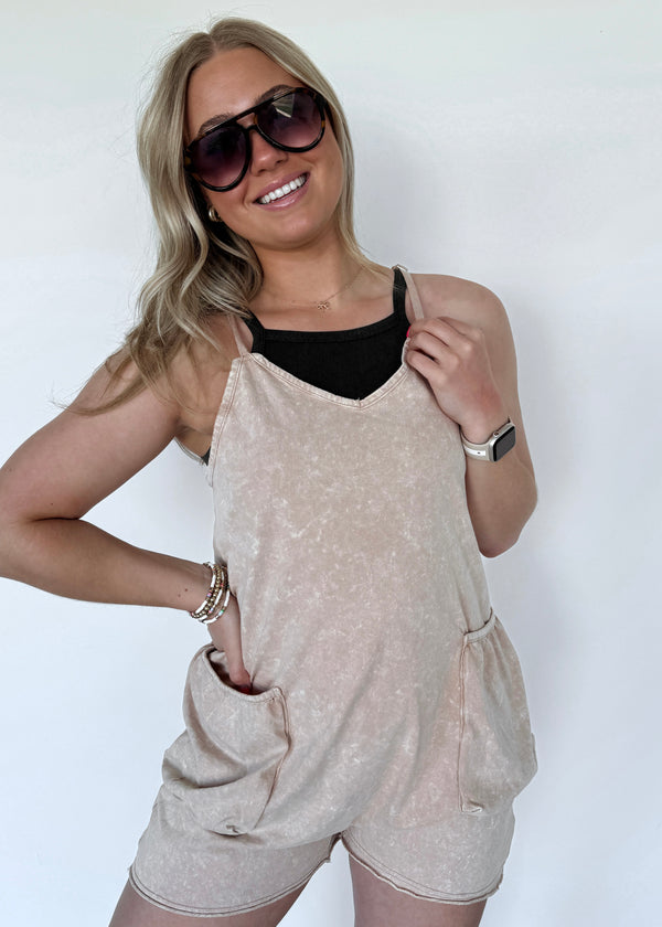 Ready to Go Romper- Sand