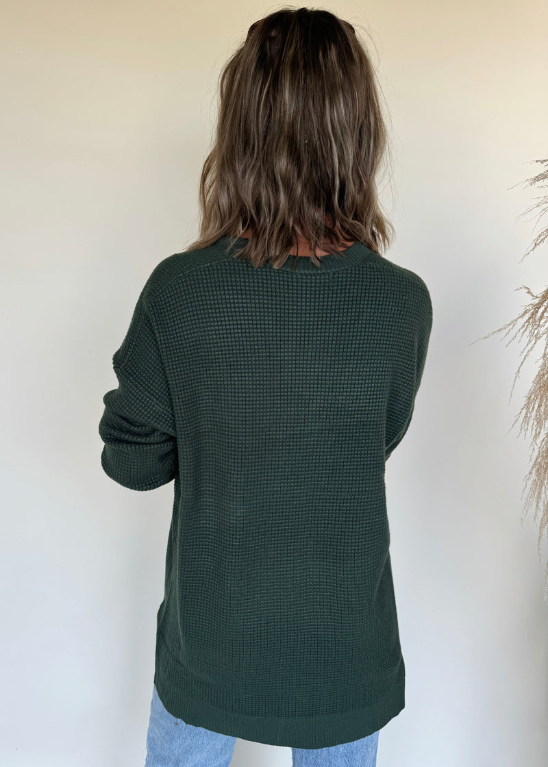 Whitley Waffle Cardi-Green